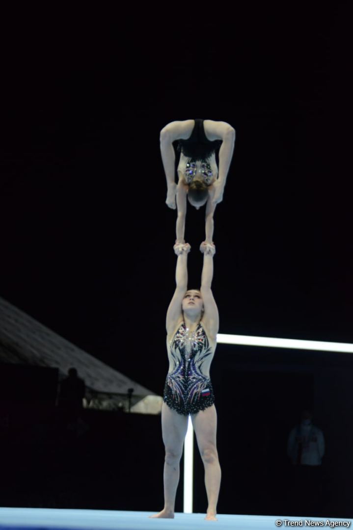 Bakıda Akrobatika Gimnastikası üzrə 12-ci Dünya Yaş Qrupları Yarışlarının üçüncü günü start götürüb (FOTO)