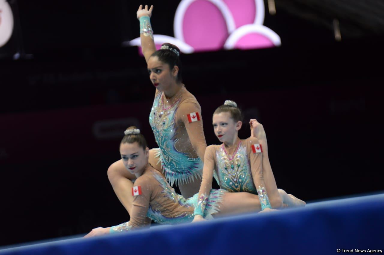 Bakıda Akrobatika Gimnastikası üzrə 12-ci Dünya Yaş Qrupları Yarışlarının üçüncü günü start götürüb (FOTO)