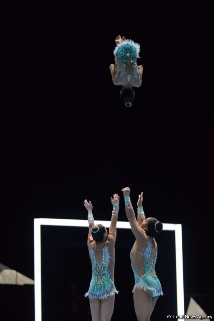 Bakıda Akrobatika Gimnastikası üzrə 12-ci Dünya Yaş Qrupları Yarışlarının üçüncü günü start götürüb (FOTO)