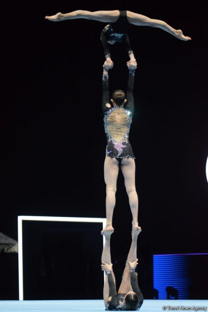 Azərbaycanın qadın qrupu Akrobatika Gimnastikası üzrə Dünya Yaş Qrupları Yarışlarının təsnifatında ikinci yerdə qərarlaşıb (FOTO)