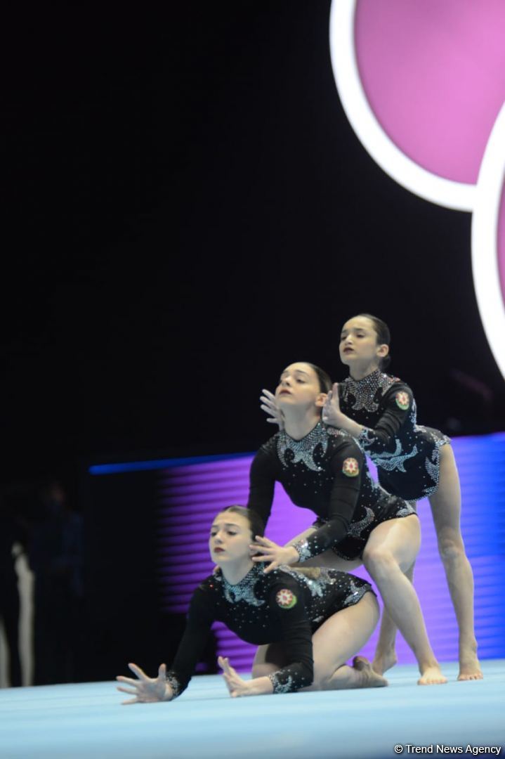 Azərbaycanın qadın qrupu Akrobatika Gimnastikası üzrə Dünya Yaş Qrupları Yarışlarının təsnifatında ikinci yerdə qərarlaşıb (FOTO)