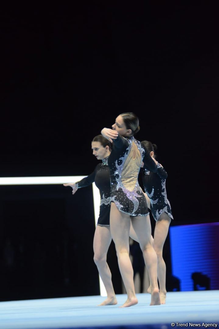 Azərbaycanın qadın qrupu Akrobatika Gimnastikası üzrə Dünya Yaş Qrupları Yarışlarının təsnifatında ikinci yerdə qərarlaşıb (FOTO)