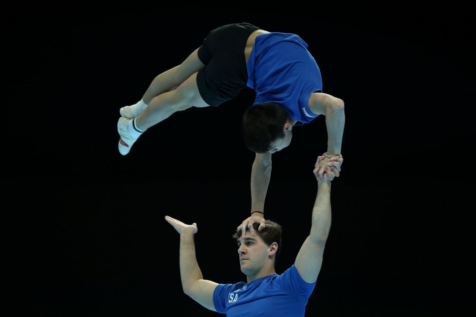 Bakıda akrobatika gimnastikası üzrə dünya çempionatı iştirakçılarının podium məşqi keçirilib (FOTOREPORTAJ)