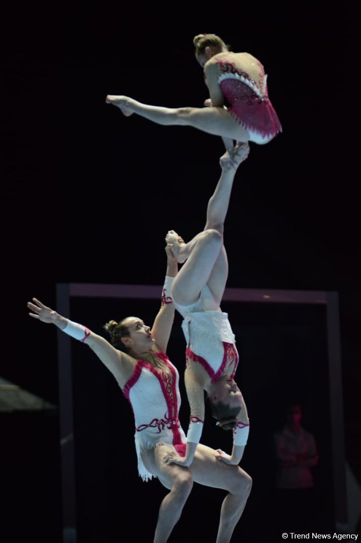 Bakıda akrobatika gimnastikası üzrə dünya çempionatının ikinci günü start götürüb (FOTO)