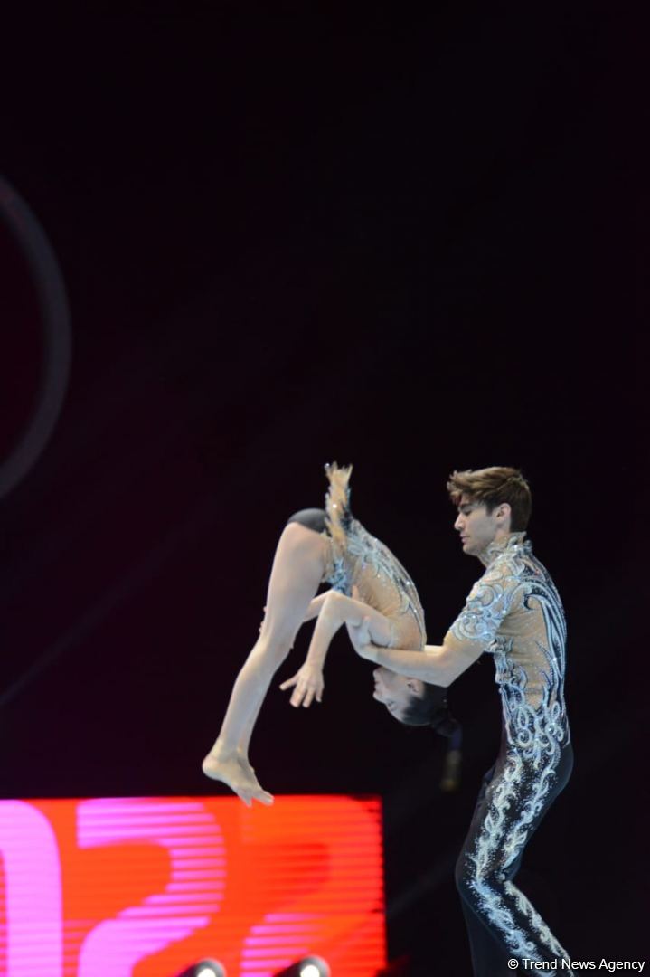 Bakıda akrobatika gimnastikası üzrə dünya çempionatının ikinci günü start götürüb (FOTO)