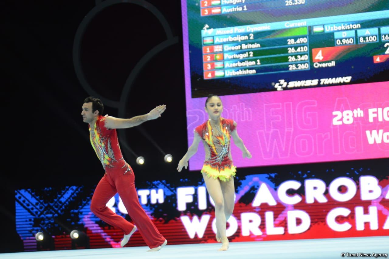 Bakıda akrobatika gimnastikası üzrə dünya çempionatının ikinci günü start götürüb (FOTO)