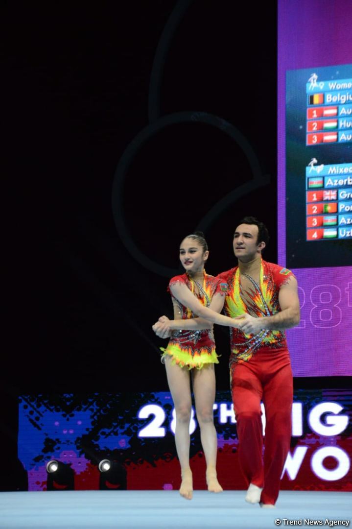 Bakıda akrobatika gimnastikası üzrə dünya çempionatının ikinci günü start götürüb (FOTO)