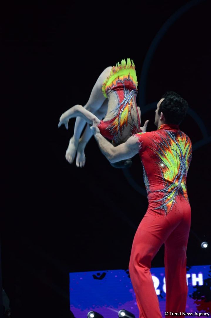 Bakıda akrobatika gimnastikası üzrə dünya çempionatının ikinci günü start götürüb (FOTO)