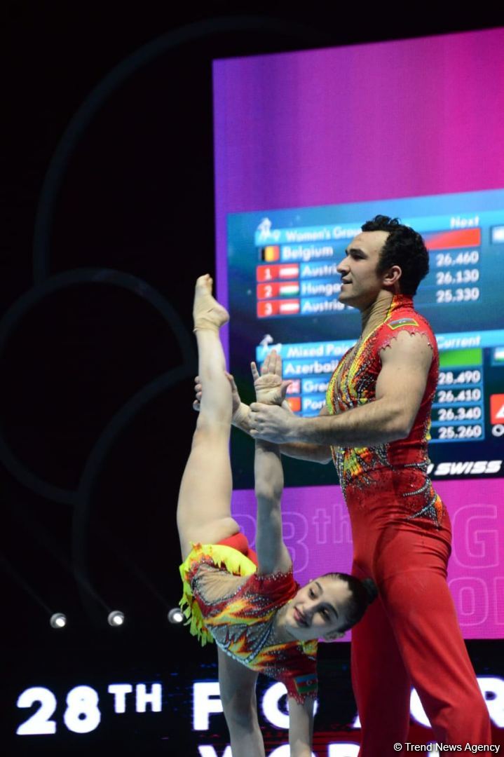 Bakıda akrobatika gimnastikası üzrə dünya çempionatının ikinci günü start götürüb (FOTO)
