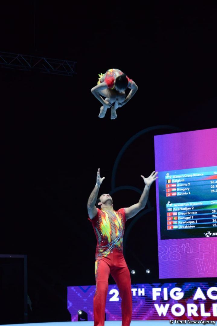 Bakıda akrobatika gimnastikası üzrə dünya çempionatının ikinci günü start götürüb (FOTO)