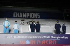Akrobatika gimnastikası üzrə dünya çempionatında qaliblərin mükafatlandırılma mərasimi keçirilib (FOTO)