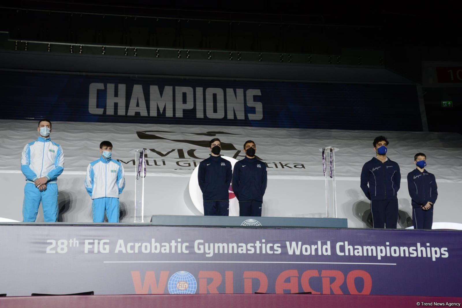 Akrobatika gimnastikası üzrə dünya çempionatında qaliblərin mükafatlandırılma mərasimi keçirilib (FOTO)