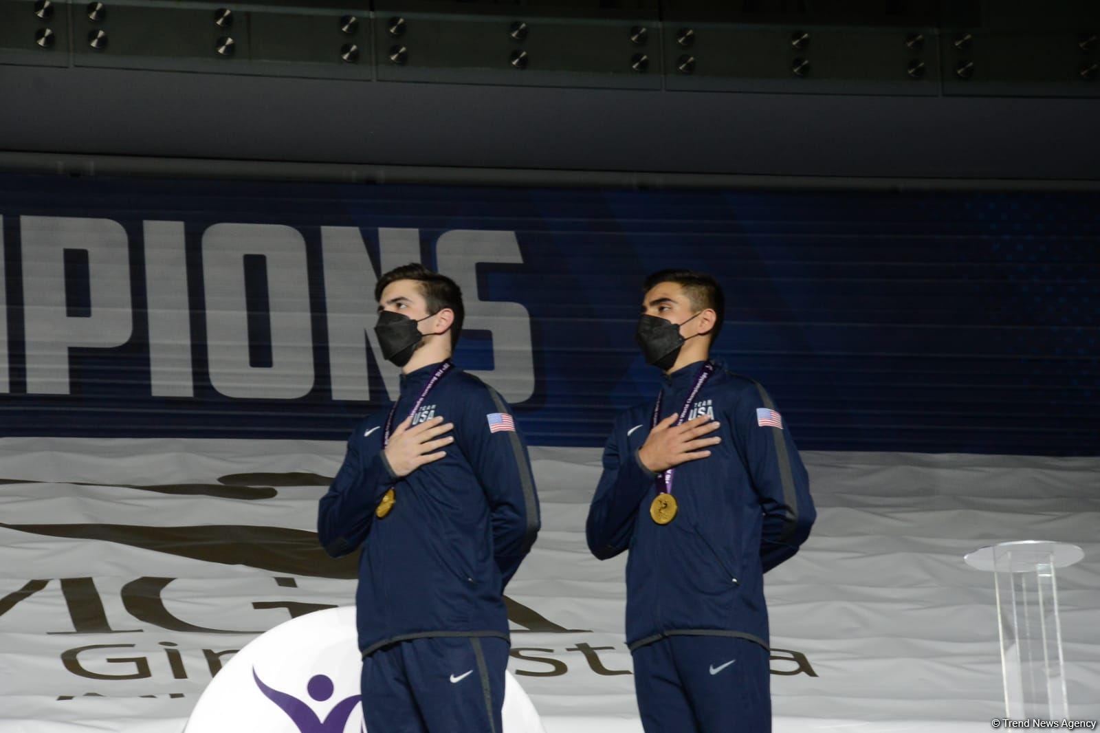 Akrobatika gimnastikası üzrə dünya çempionatında qaliblərin mükafatlandırılma mərasimi keçirilib (FOTO)