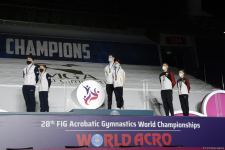 Akrobatika gimnastikası üzrə qarışıq cütlüklər, qadınlar və kişilər qrupları arasında mükafatlandırma mərasimi keçirilib (FOTO)
