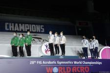 Akrobatika gimnastikası üzrə qarışıq cütlüklər, qadınlar və kişilər qrupları arasında mükafatlandırma mərasimi keçirilib (FOTO)