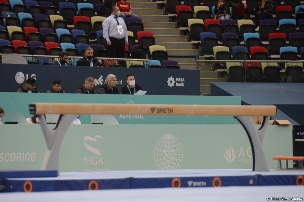 Almaniya gimnastı Dünya Kubokunda gimnastika tiri üzərində hərəkətlərdə birinci yeri tutub