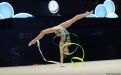 Bakıda keçirilən bədii gimnastika üzrə FIG Dünya Kuboku yarışlarının ikinci gününün ən gözəl anları (FOTO)