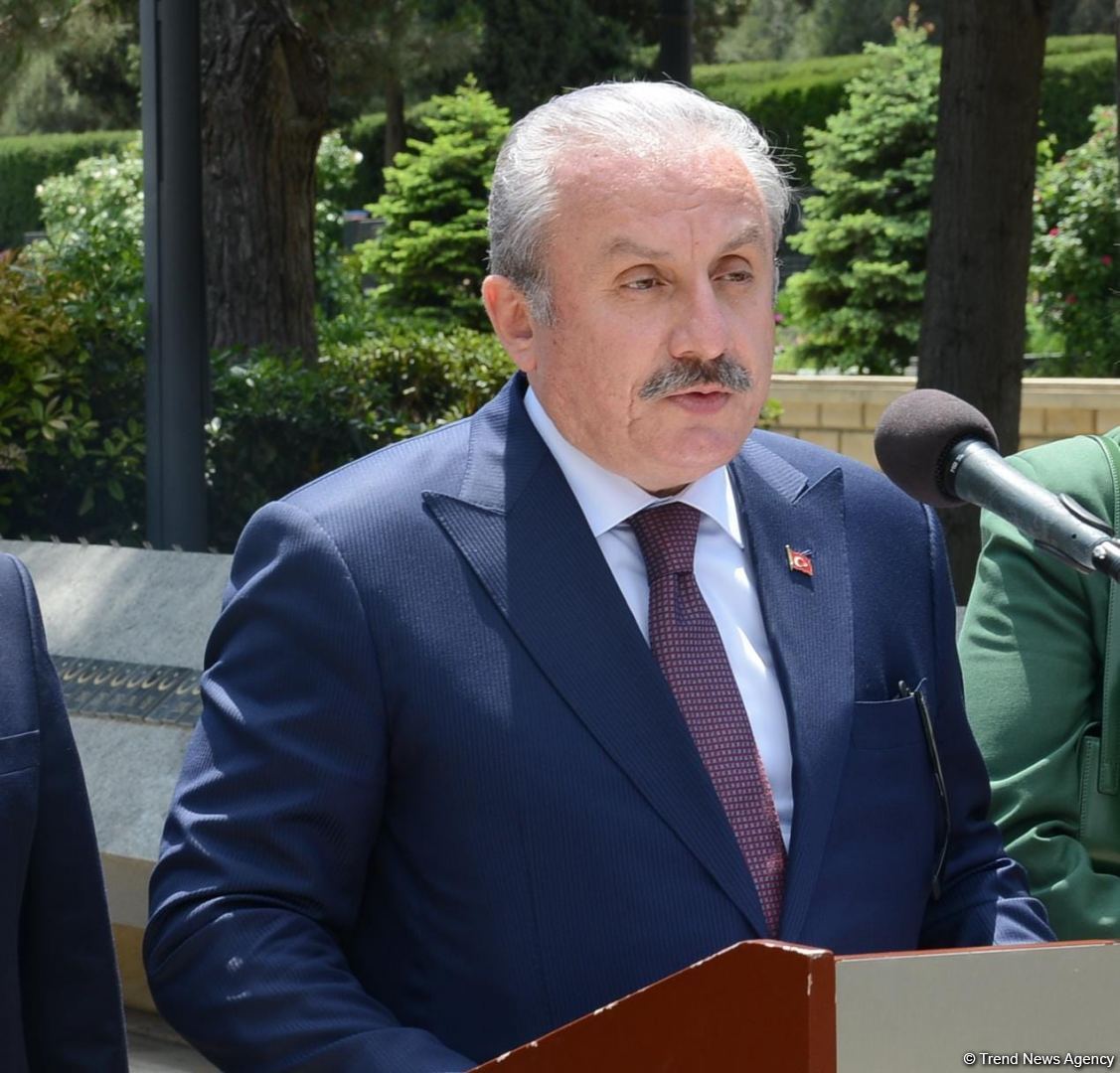 Türkiyə parlamentinin sədri Fəxri xiyabanı və Şəhidlər xiyabanını ziyarət edib (FOTO)