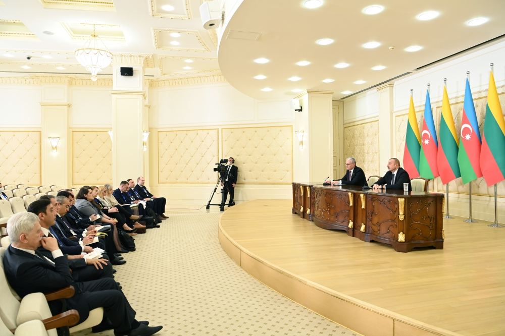 Azərbaycan və Litva prezidentləri mətbuata bəyanatlarla çıxış ediblər (FOTO/VİDEO) (YENİLƏNİB)