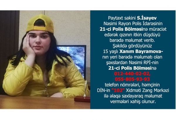 Bakıda 15 yaşlı qız itkin düşüb