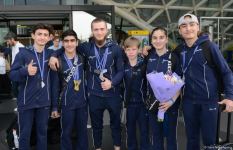 Avropa Çempionatında medallar qazanmış gimnastlar Azərbaycana qayıdıb (FOTO)