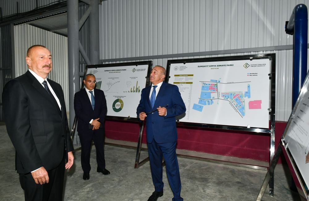 Prezident İlham Əliyev Sumqayıt Kimya Sənaye Parkında yeni müəssisələrin açılış və təməlqoyma mərasimlərində iştirak edib (FOTO/VİDEO) (YENİLƏNİB)