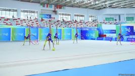 İslamiada: Azərbaycanın bədii gimnastika üzrə qrup komandası üç lent və iki topla proqramda qızıl medal qazanıb (FOTO)