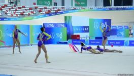 İslamiada: Azərbaycanın bədii gimnastika üzrə qrup komandası üç lent və iki topla proqramda qızıl medal qazanıb (FOTO)
