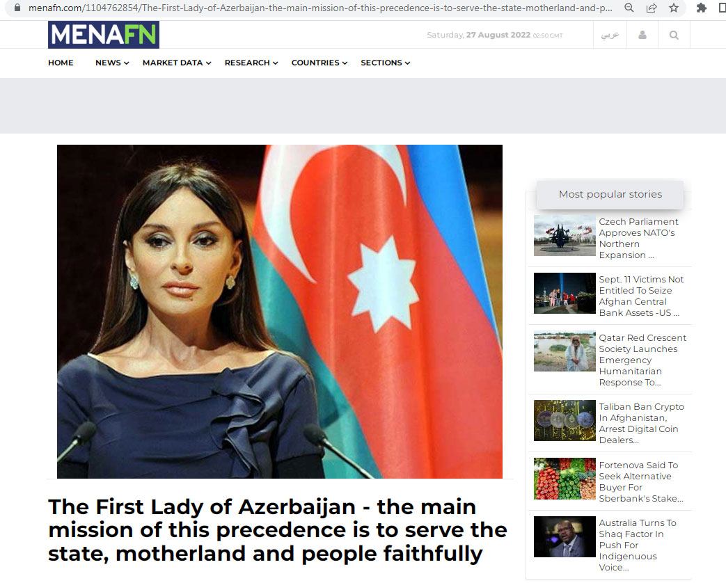 BƏƏ, Misir və Omanın 60-a yaxın nəşrində Birinci vitse-prezident Mehriban Əliyevanın fəaliyyətinə məqalələr həsr olunub (FOTO)
