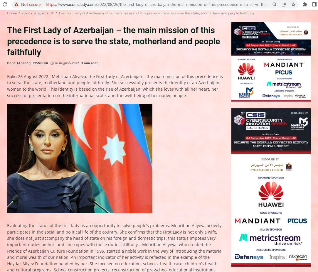 BƏƏ, Misir və Omanın 60-a yaxın nəşrində Birinci vitse-prezident Mehriban Əliyevanın fəaliyyətinə məqalələr həsr olunub (FOTO)