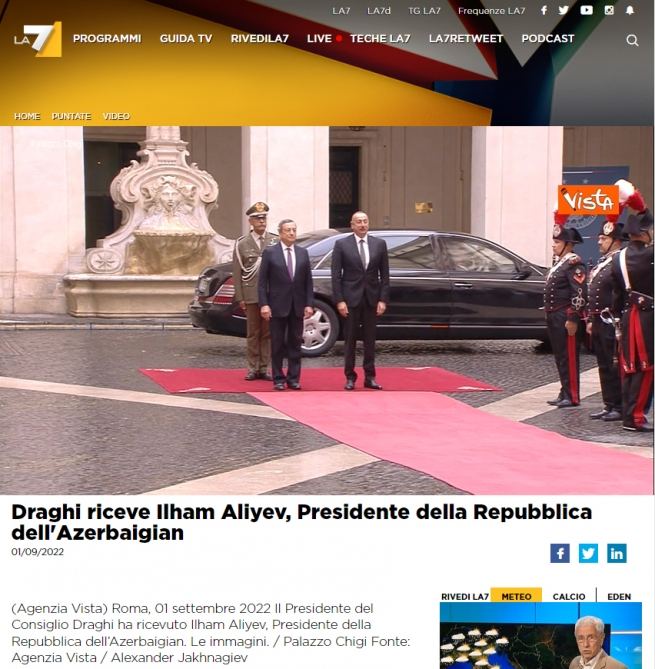 Prezident İlham Əliyevin İtaliyaya səfəri bu ölkənin mətbuatının böyük diqqət mərkəzində olub (FOTO)