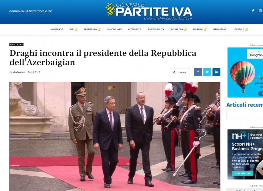 Prezident İlham Əliyevin İtaliyaya səfəri bu ölkənin mətbuatının böyük diqqət mərkəzində olub (FOTO)
