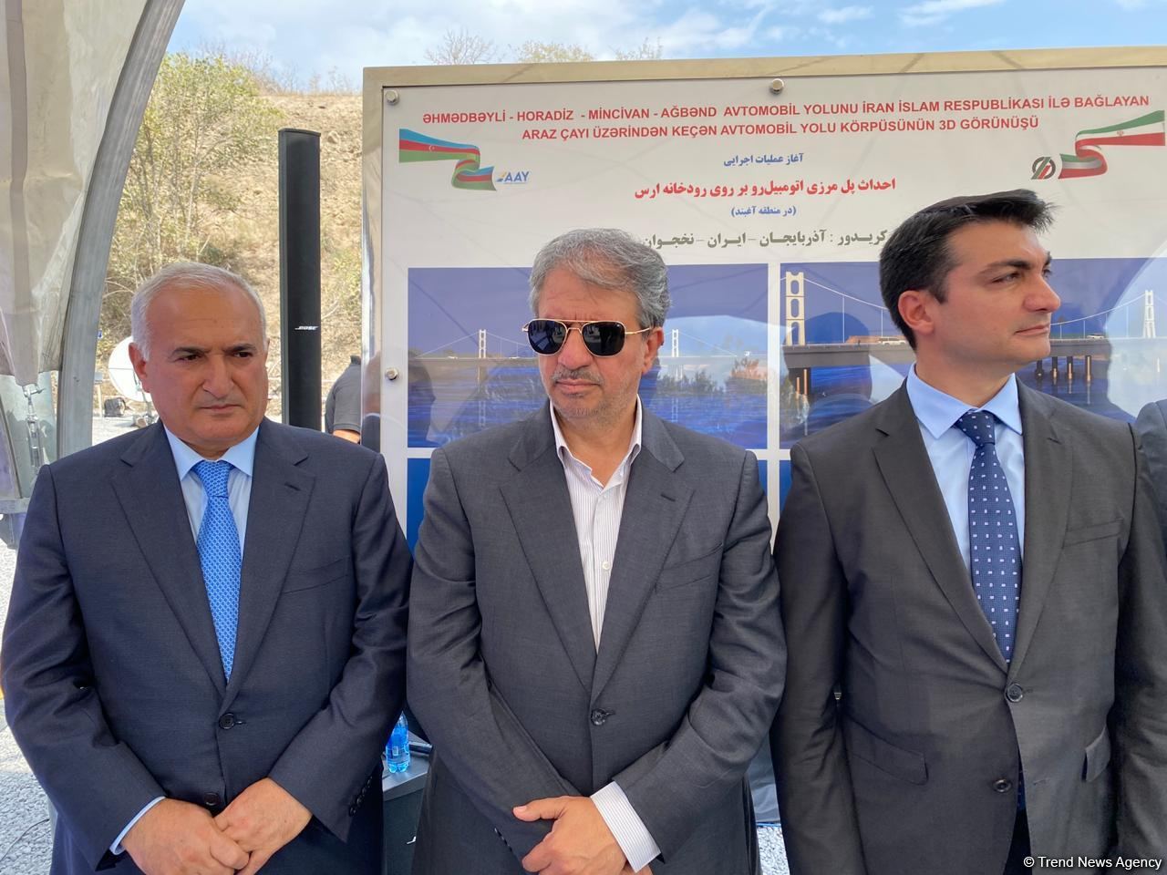 Şərqi Zəngəzur iqtisadi rayonunda İranla sərhəddə Ağbənd avtomobil yolu körpüsünün təməlqoyma mərasimi keçirilib (FOTO)