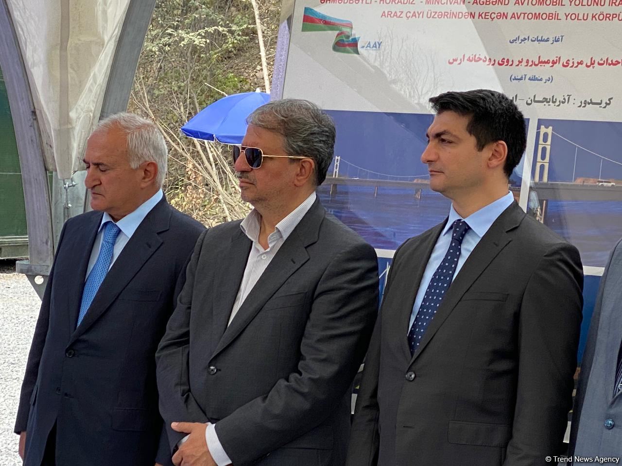 Şərqi Zəngəzur iqtisadi rayonunda İranla sərhəddə Ağbənd avtomobil yolu körpüsünün təməlqoyma mərasimi keçirilib (FOTO)