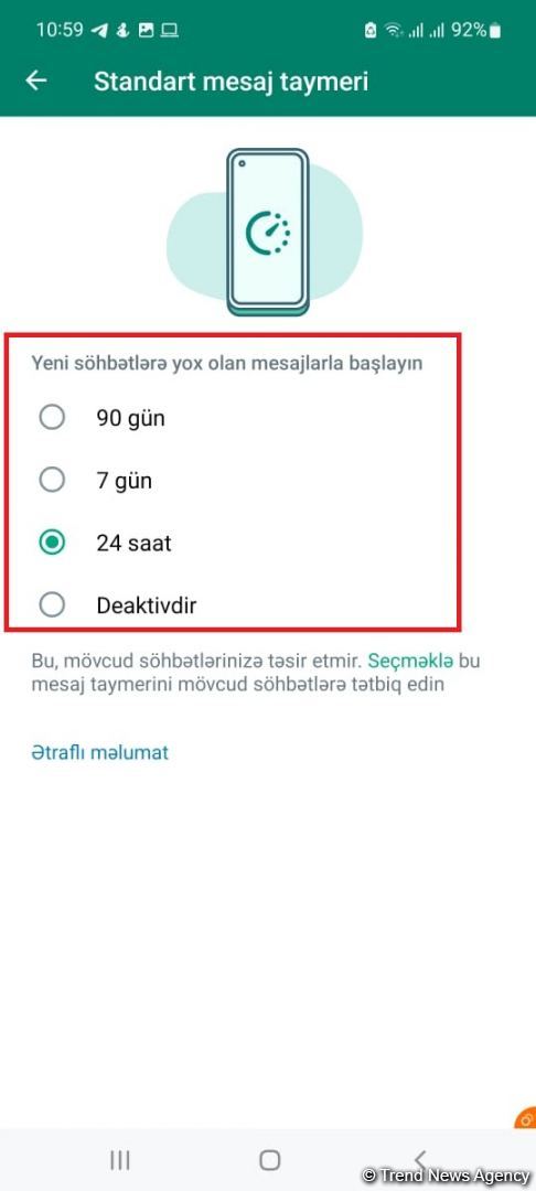 “WhatsApp”da mesajların avtomatik silinmə qaydası - Yeni funksiya
