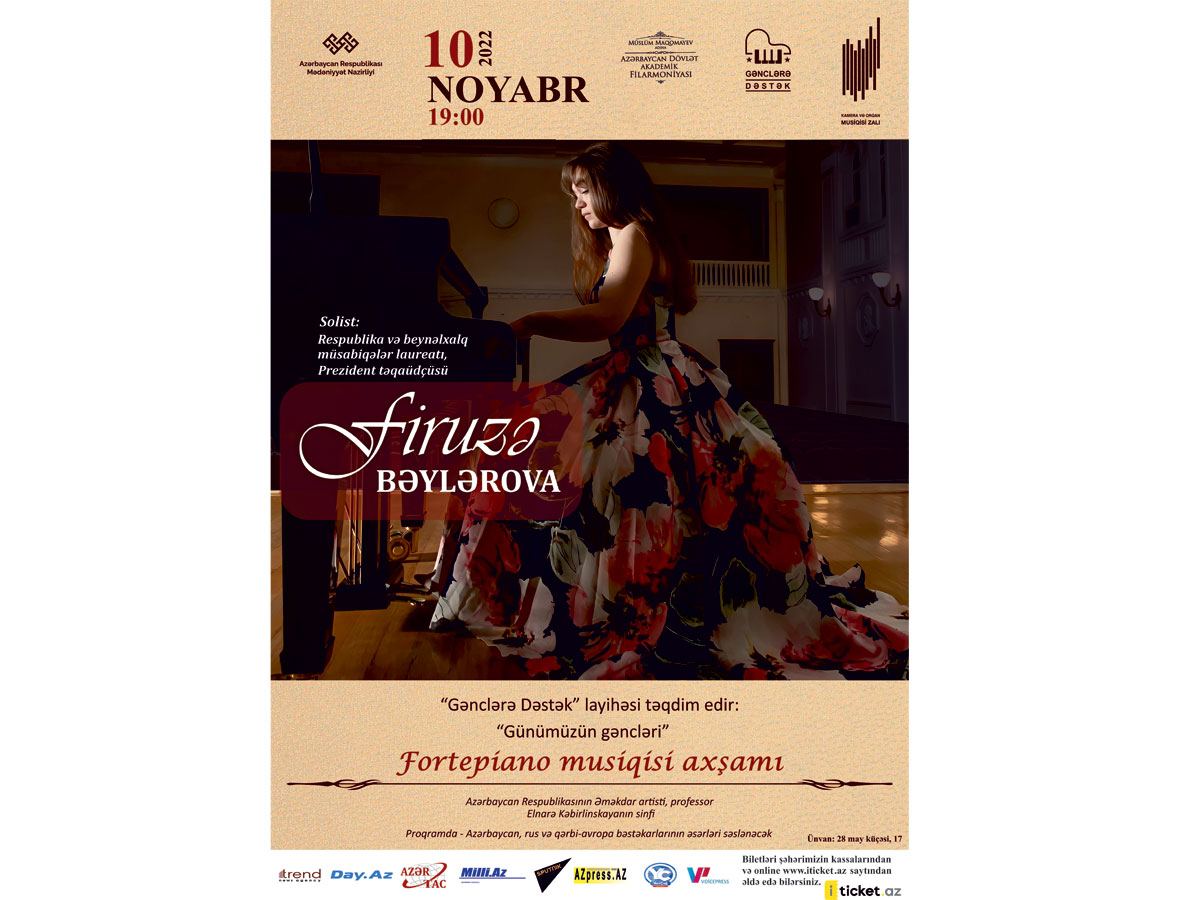 Firuzə Bəylərova Filarmoniyada “Günümüzün gəncləri” adlı konsert ilə çıxış edəcək