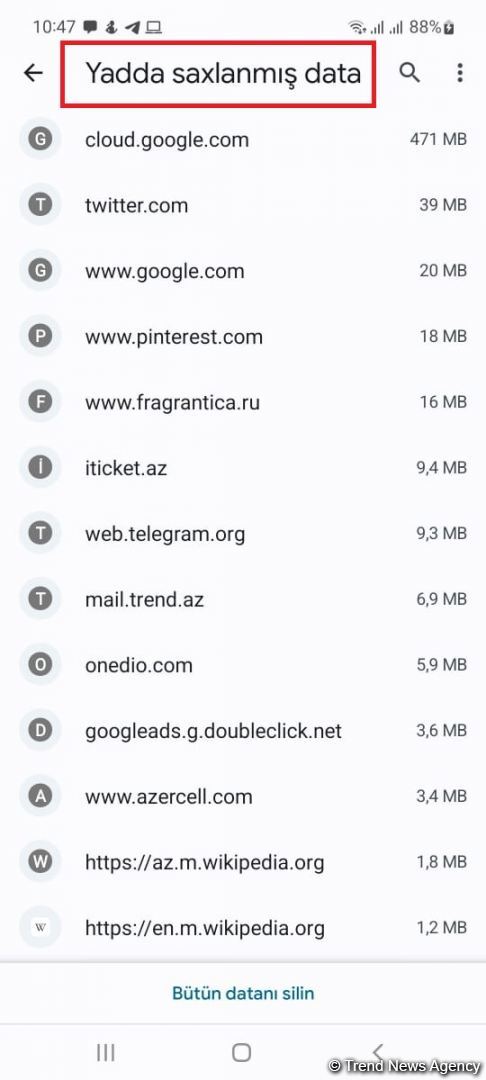 Brauzerin sayt datasını necə təmizləmək olar? (FOTO)