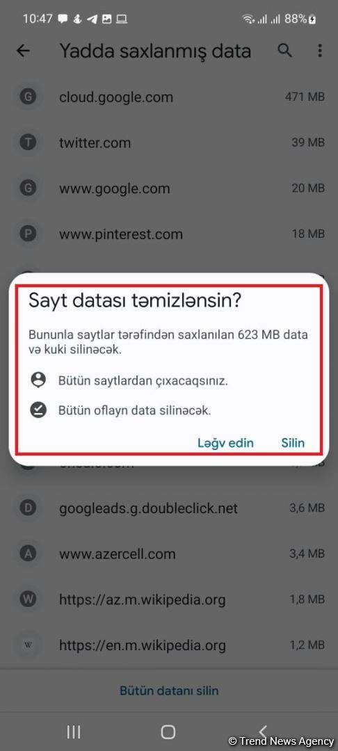Brauzerin sayt datasını necə təmizləmək olar? (FOTO)