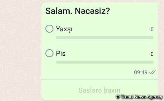“WhatsApp”da sorğu anketləri funksiyası yaradılıb (FOTO)