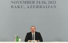 Prezident İlham Əliyev Bakıda keçirilən “Orta Dəhliz boyunca: geopolitika, təhlükəsizlik və iqtisadiyyat” mövzusunda beynəlxalq konfransda iştirak edib (FOTO/VİDEO) (YENİLƏNİB-6)