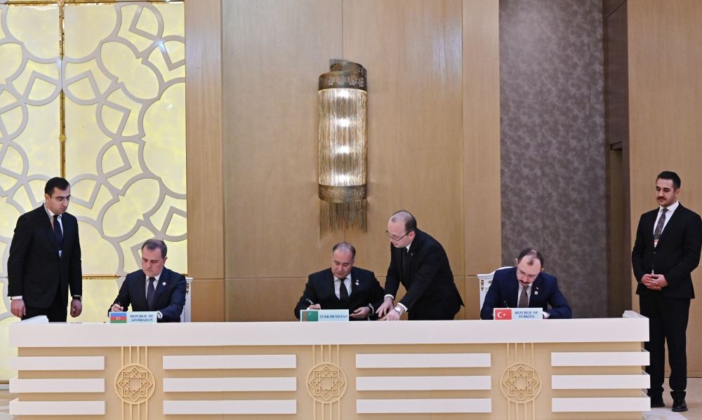 Azərbaycan-Türkiyə-Türkmənistan sənədləri imzalanıb (FOTO/VİDEO)
