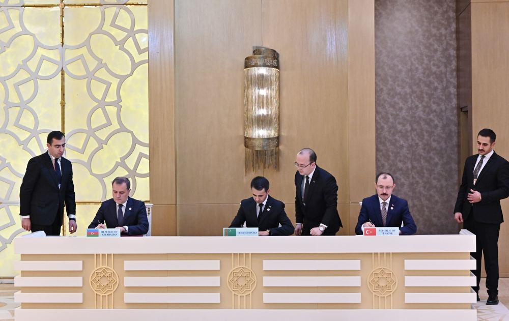 Azərbaycan-Türkiyə-Türkmənistan sənədləri imzalanıb (FOTO/VİDEO)