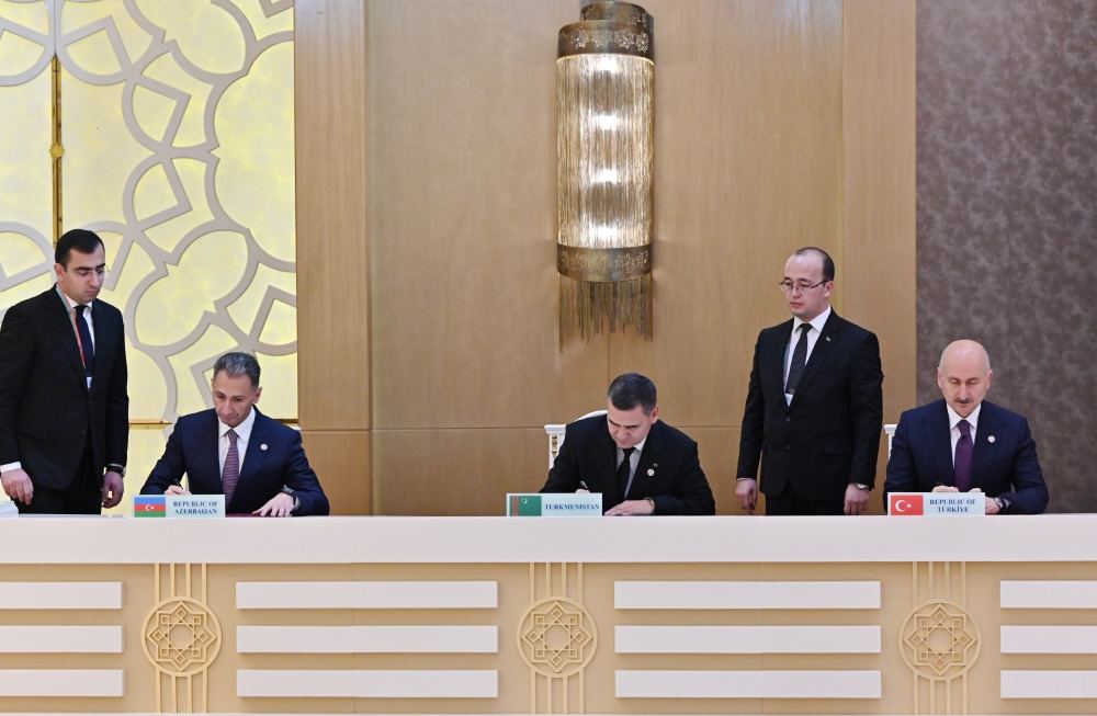 Azərbaycan-Türkiyə-Türkmənistan sənədləri imzalanıb (FOTO/VİDEO)