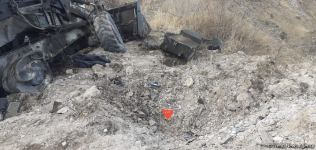 Kəlbəcərdə minaya düşən texnikaların görüntüləri (FOTO/VİDEO)