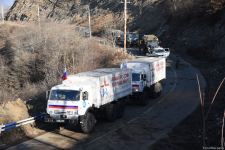 Şuşa-Xankəndi yolundan növbəti dəfə sülhməramlılara aid təminat avtomobilləri keçib (FOTO/VİDEO)