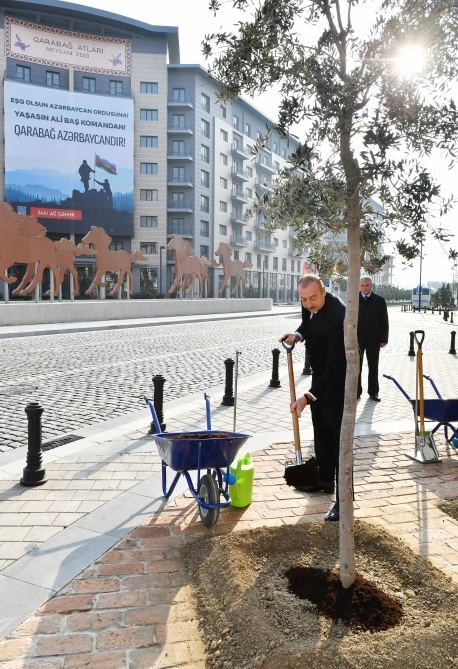 Prezident İlham Əliyev Bakı Ağ Şəhərdə görülən işlərlə tanış olub, Qarabağ Atları Kompleksinin təməlini qoyub (FOTO/VİDEO) (YENİLƏNİB)