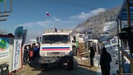 Rusiya sülhməramlılarının növbəti maşın karvanının Laçın yolundan maneəsiz keçidinə şərait yaradılıb (FOTO/VİDEO)