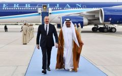 Prezident İlham Əliyev Birləşmiş Ərəb Əmirliklərinə işgüzar səfərə gəlib (FOTO/VİDEO)