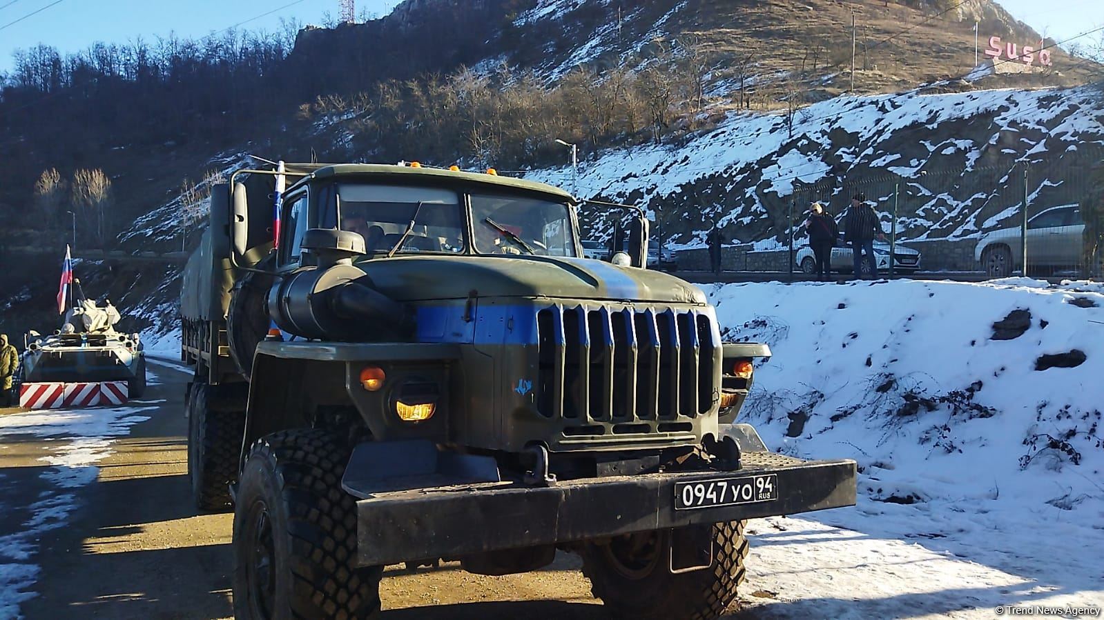Rusiya sülhməramlılarına məxsus 14 avtomobil Laçın yolundan keçib (FOTO)