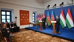 Prezident İlham Əliyev və Macarıstanın Baş naziri mətbuata bəyanatlarla çıxış ediblər (FOTO/VİDEO)